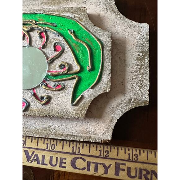 Vintage Folk Art Mirror Wooden Art pink flowers Painted Mirror - Picture 8 of 12